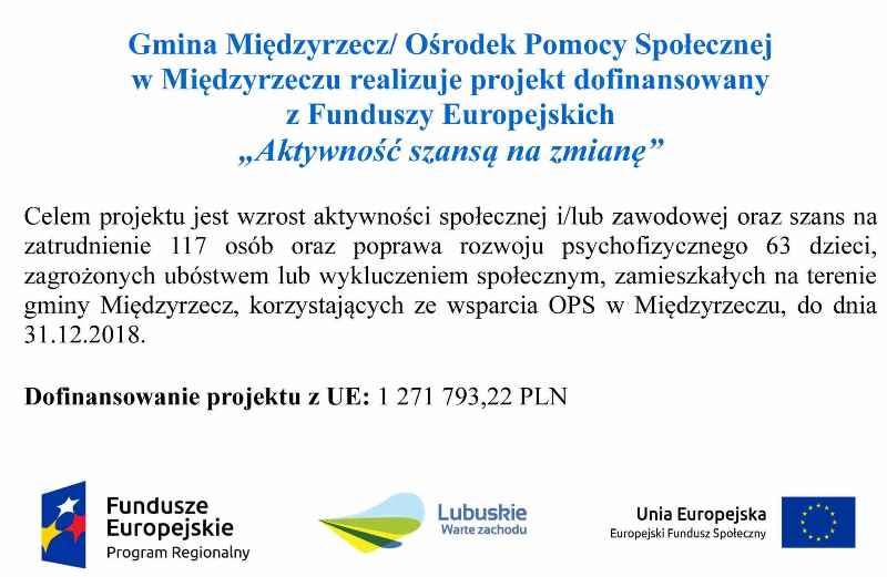 Ilustracja do informacji: Informacja nt. projektu OPS pn. "Aktywność szansą na zmianę"