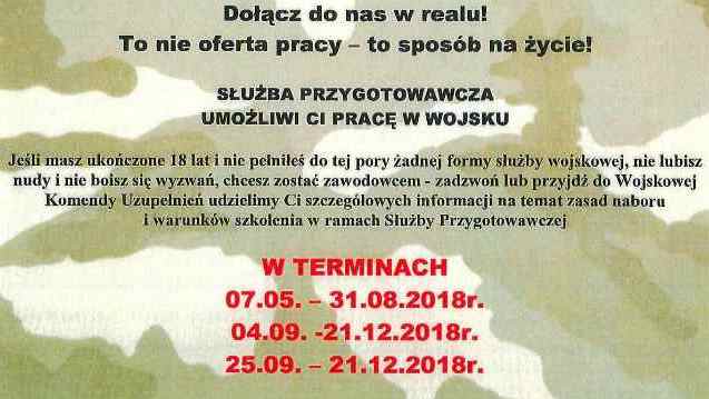 Ilustracja do informacji: Wojskowa Komenda Uzupełnień informuje o terminach służby przygotowawczej