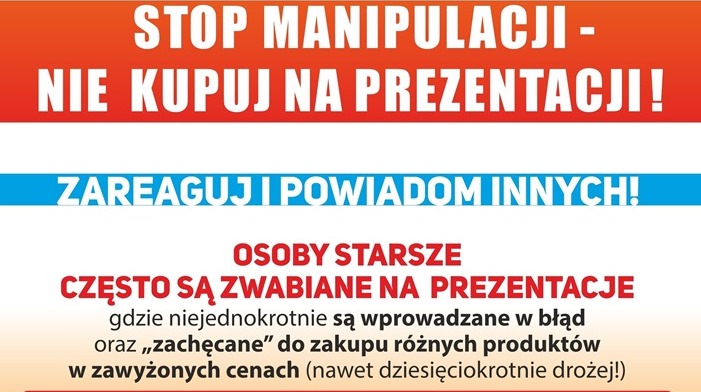 Ilustracja do informacji: Stop manipulacji-nie kupuj na prezentacji