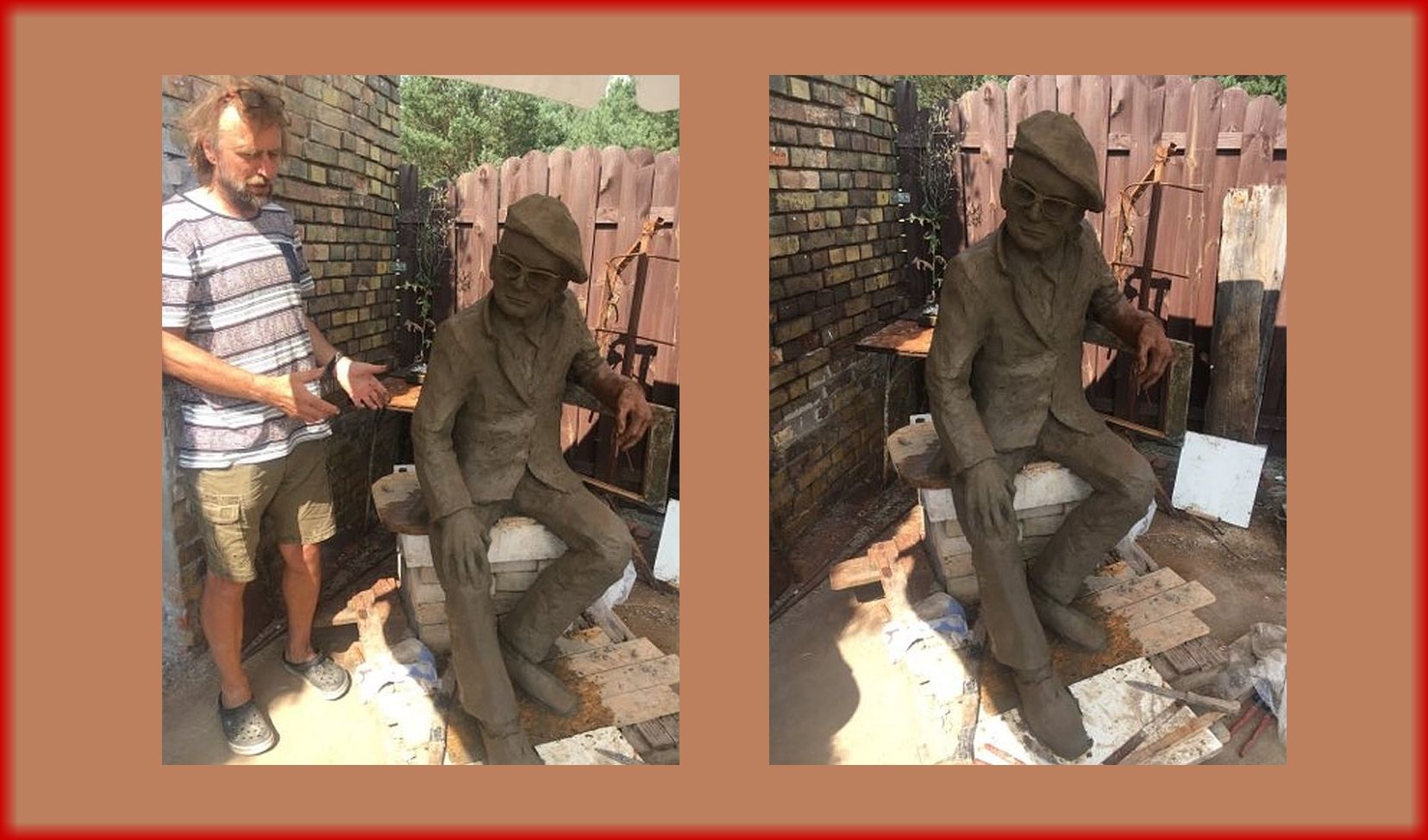 Ilustracja do informacji: Pamiętacie Alfa Kowalskiego? Będziecie mogli zrobić sobie zdjęcie na ławeczce przy jego rzeźbie!