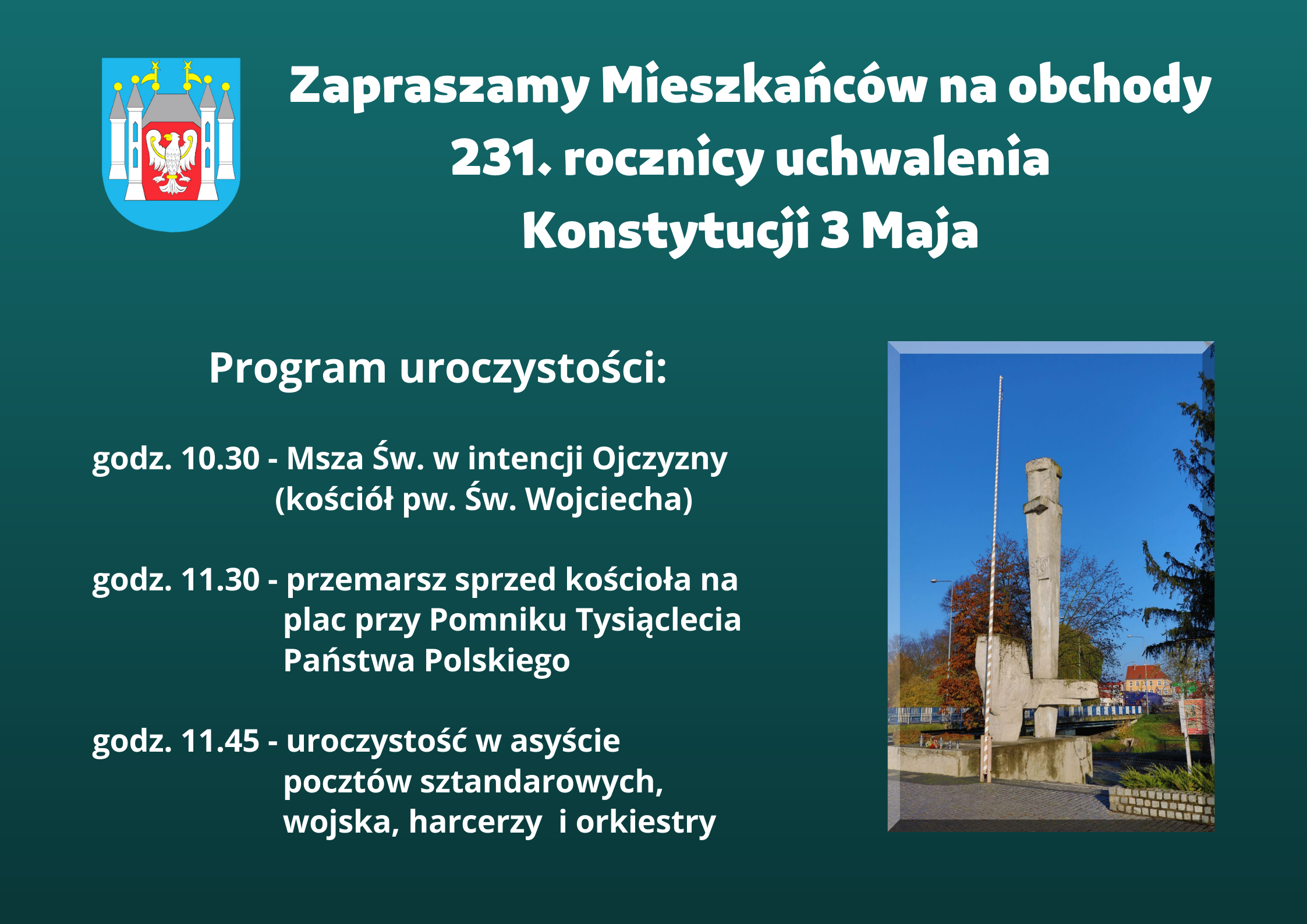 Ilustracja do informacji: Obchody 231. rocznicy uchwalenia Konstytucji 3 Maja