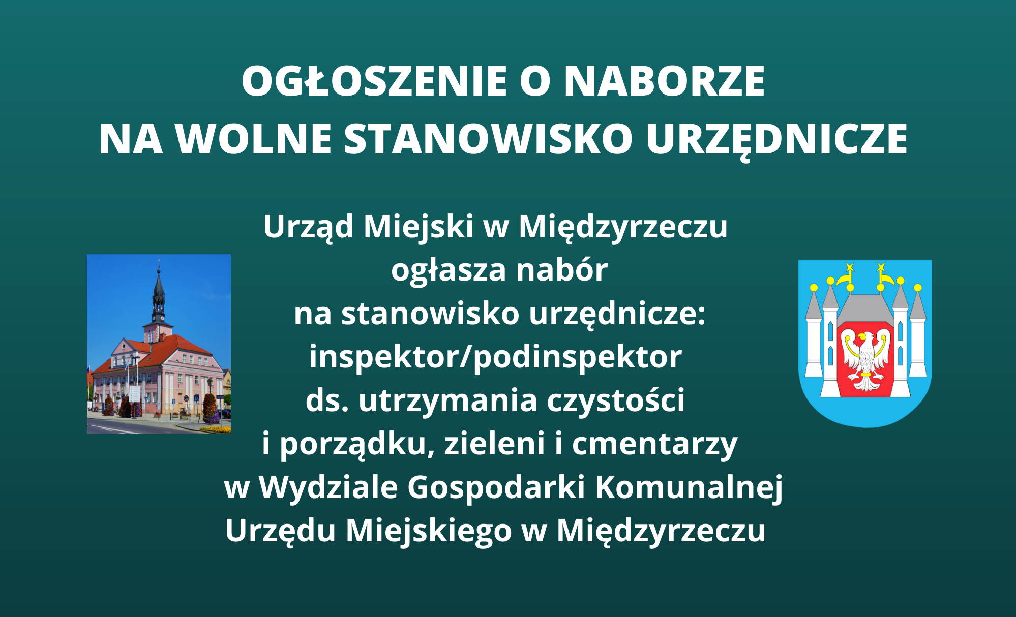 Ilustracja do informacji: Ogłoszenie o naborze na wolne stanowisko urzędnicze w Urzędzie Miejskim