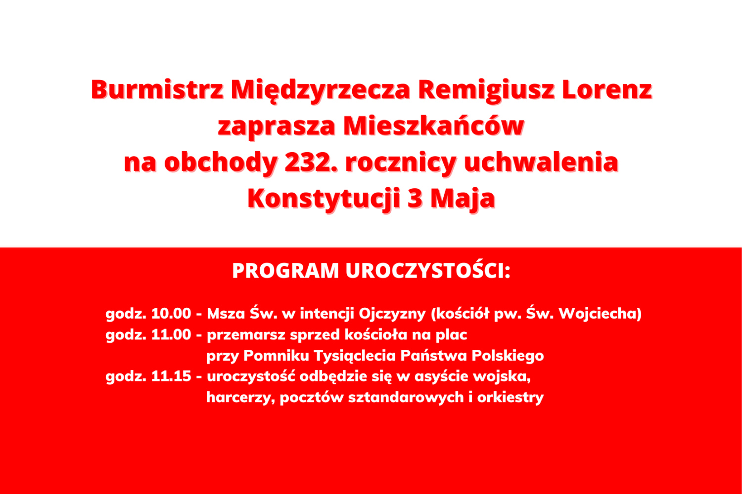 Ilustracja do informacji: Zaproszenie na obchody 232. rocznicy uchwalenia Konstytucji 3 Maja 