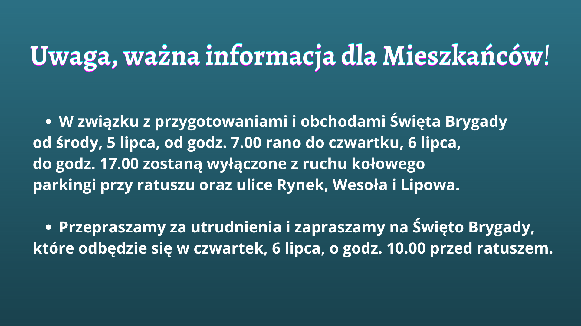 Ilustracja do informacji: Uwaga! Ważna informacja dla Mieszkańców