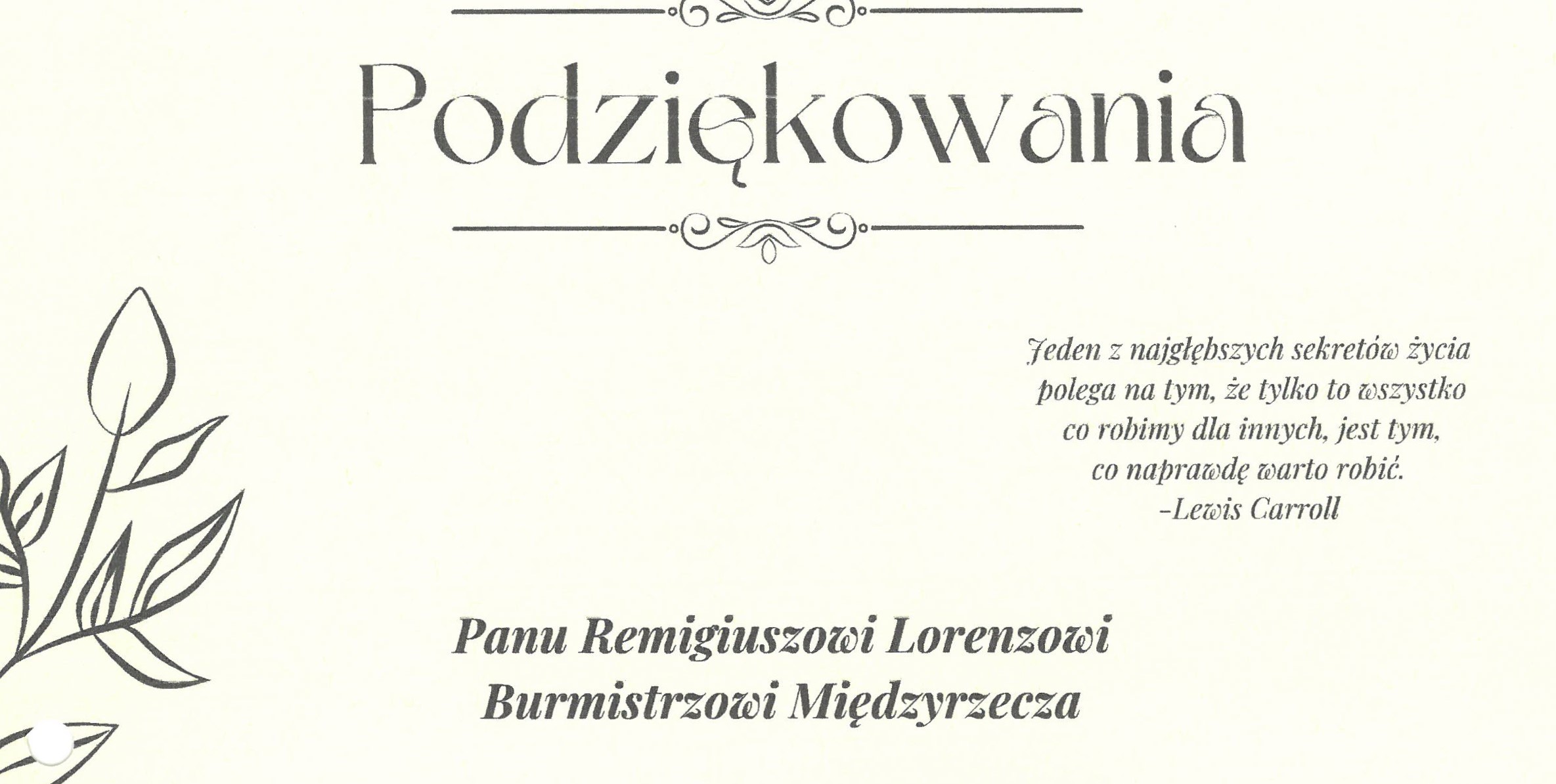 Ilustracja do informacji: Podziękowania dla burmistrza Remigiusza Lorenza