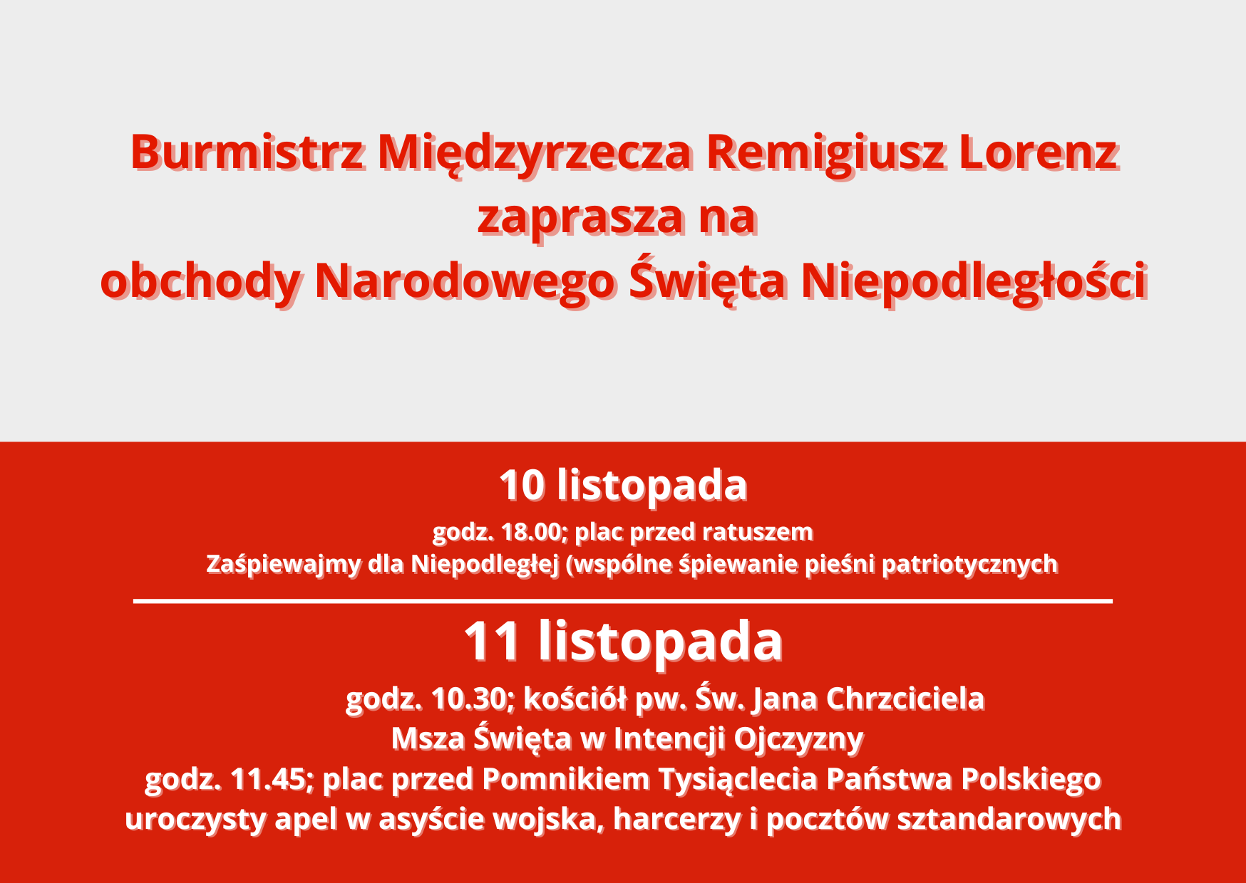 Ilustracja do informacji: Obchody Narodowego Święta Niepodległości w Międzyrzeczu