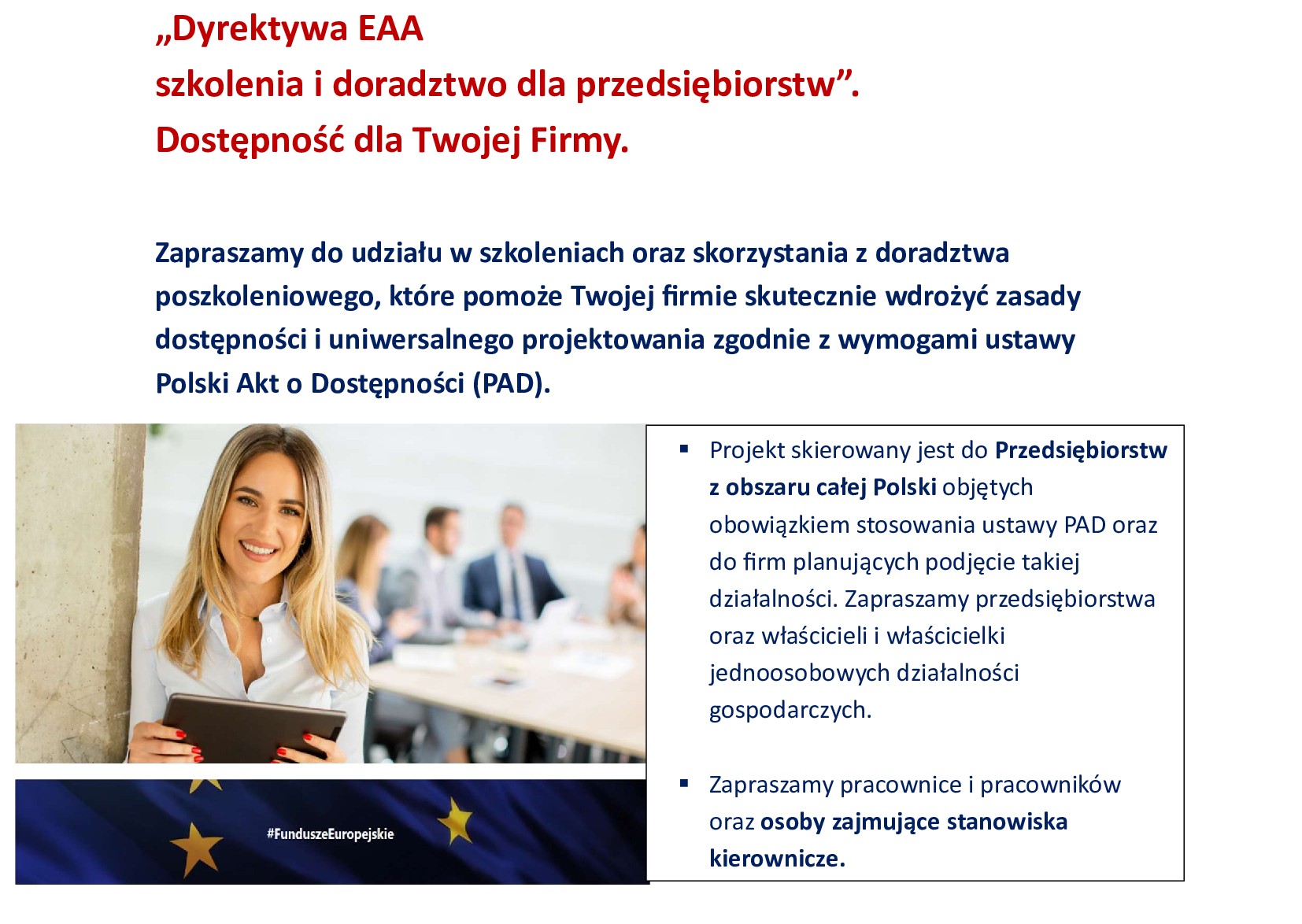 Ilustracja do informacji: Dyrektywa EAA - szkolenia i doradztwo dla przedsiębiorstw"