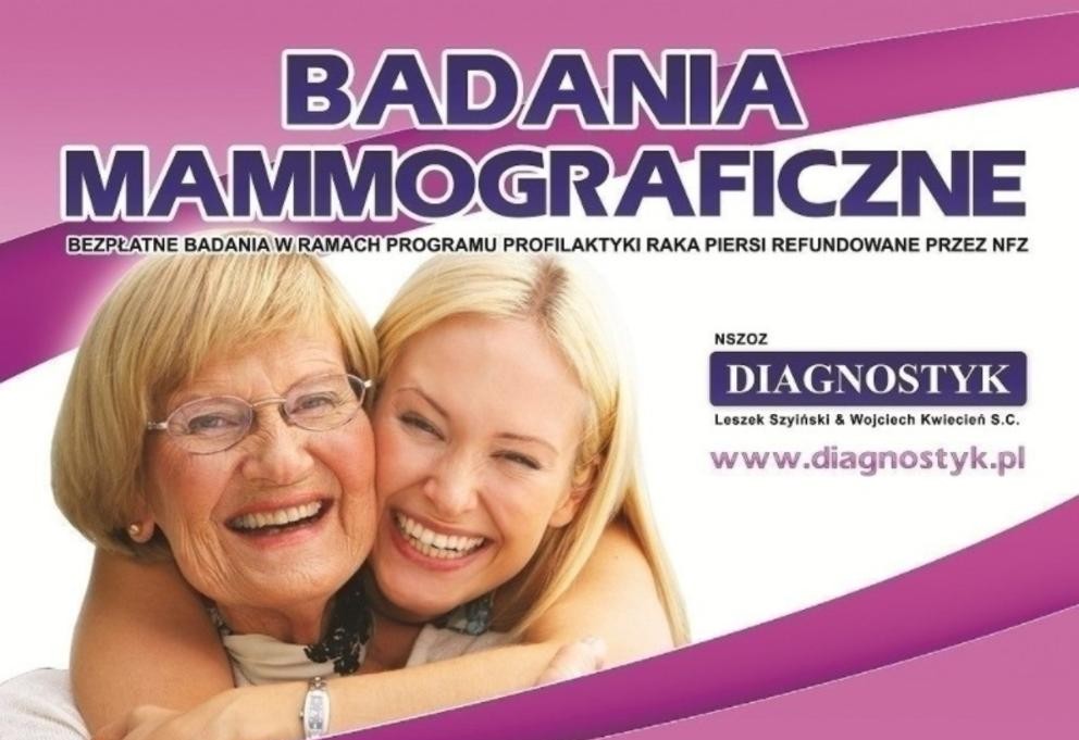 Ilustracja do informacji: Zapraszamy Panie na bezpłatne badania mammograficzne 