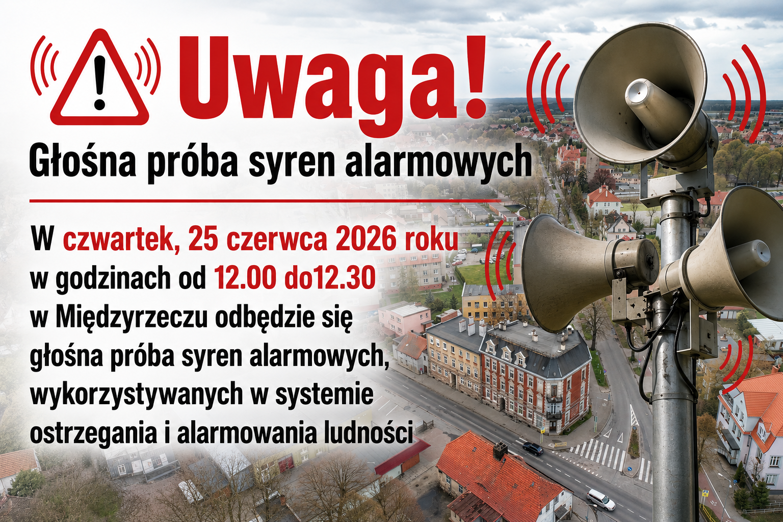Ilustracja do informacji: Uwaga! Głośna próba syren alarmowych