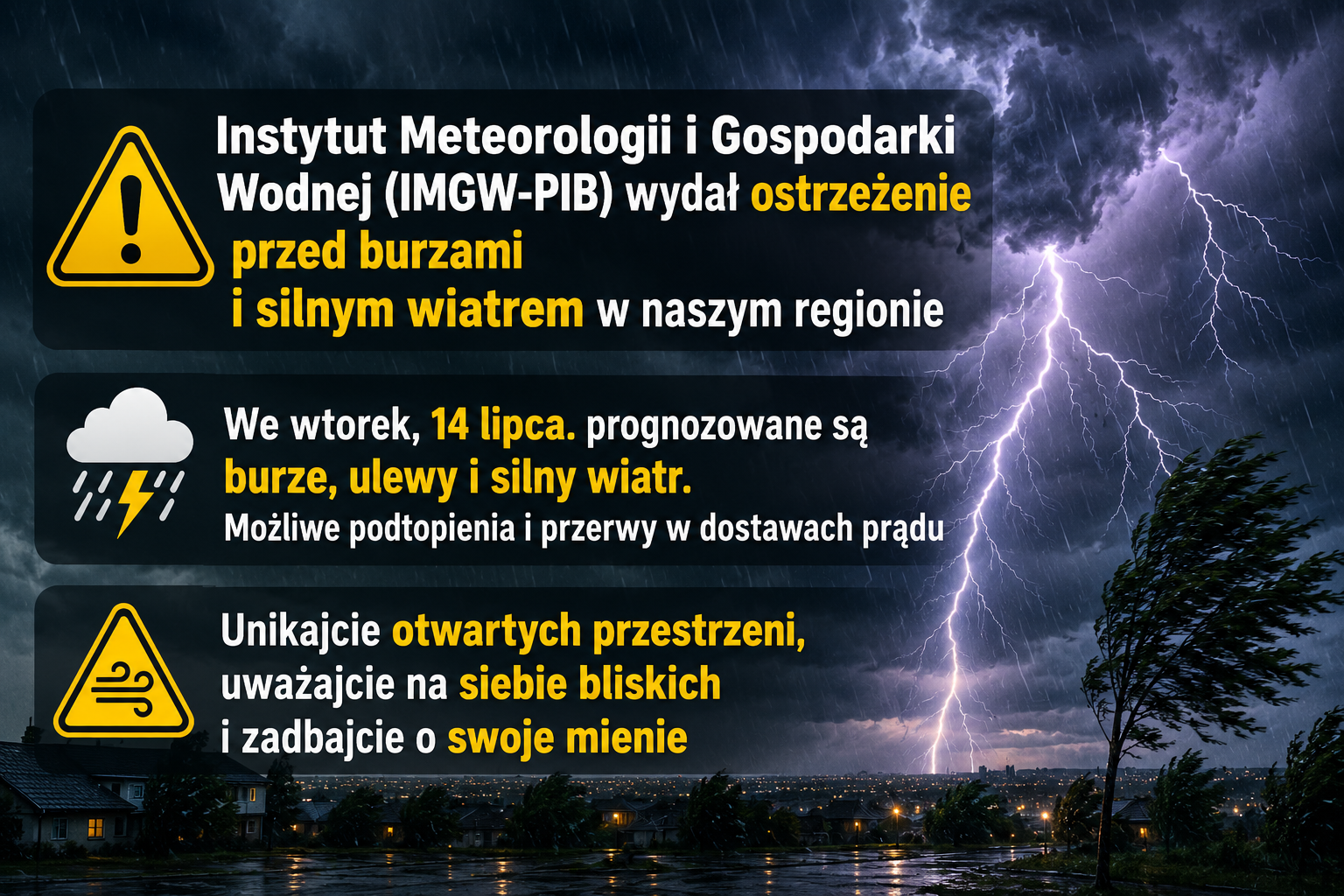 Ilustracja do informacji: Ostrzeżenie meteorologiczne 